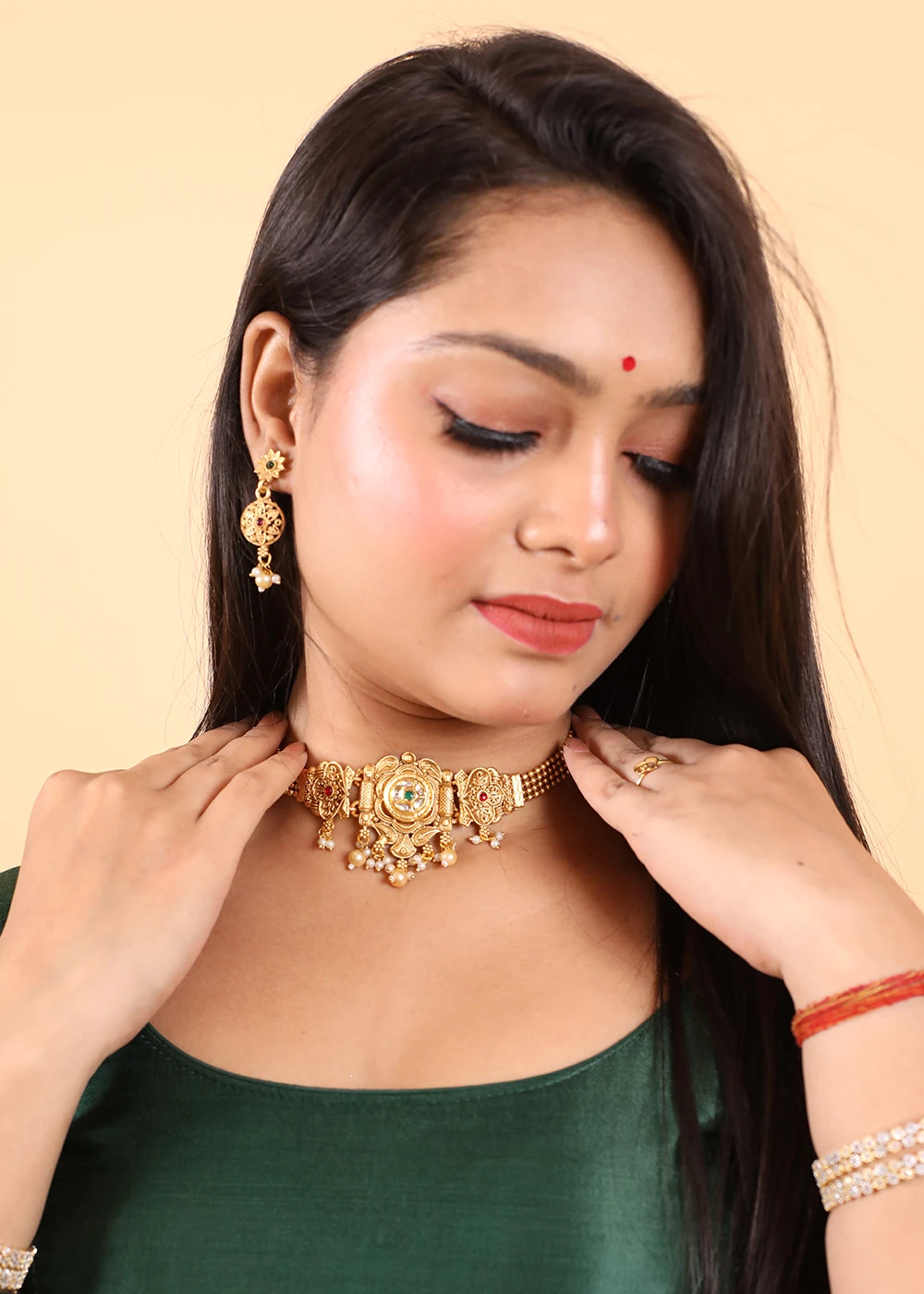 product - Glamaa Gold Plated  Kundan Neckless set